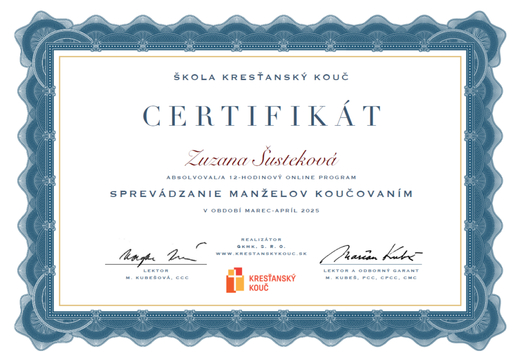 certifikat zuza Šusteková