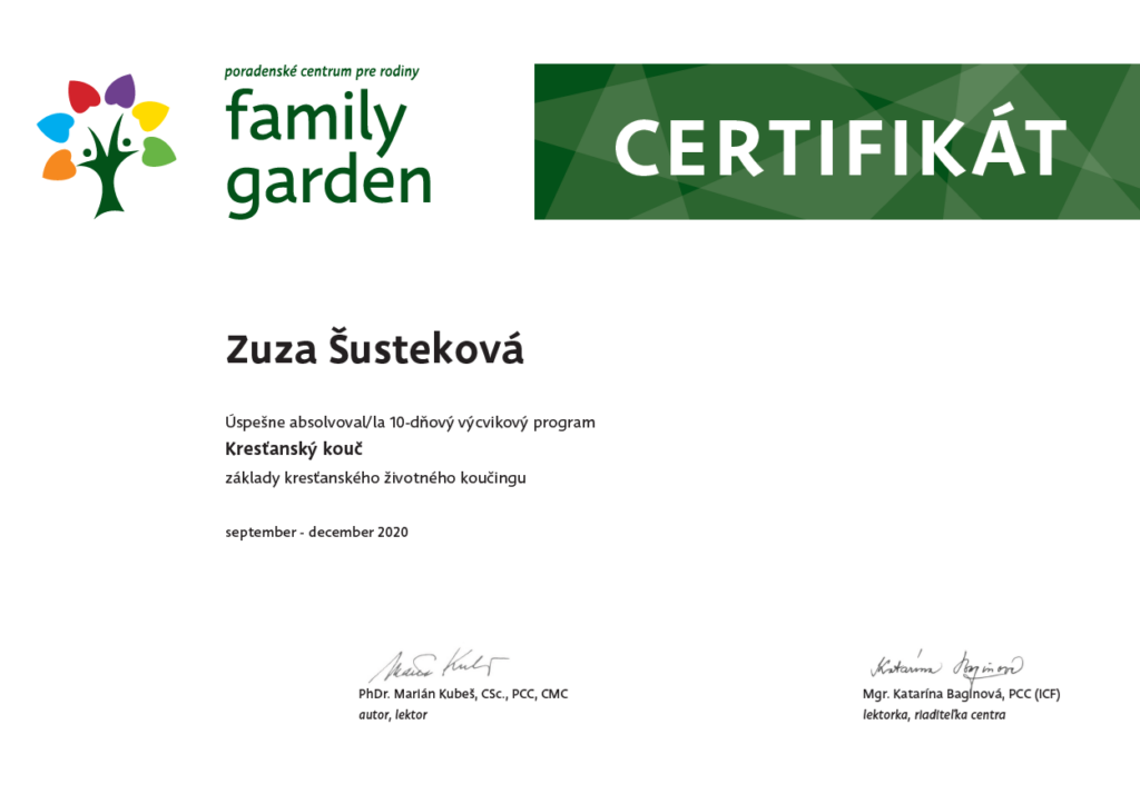 certifikat zuza Šusteková